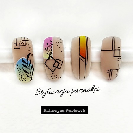 Nail Art - geometryczne wzory z dodatkiem ombre